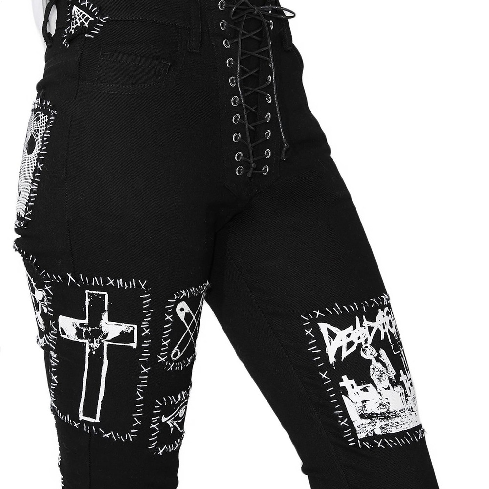 Current Mood dollskill graphic jeans